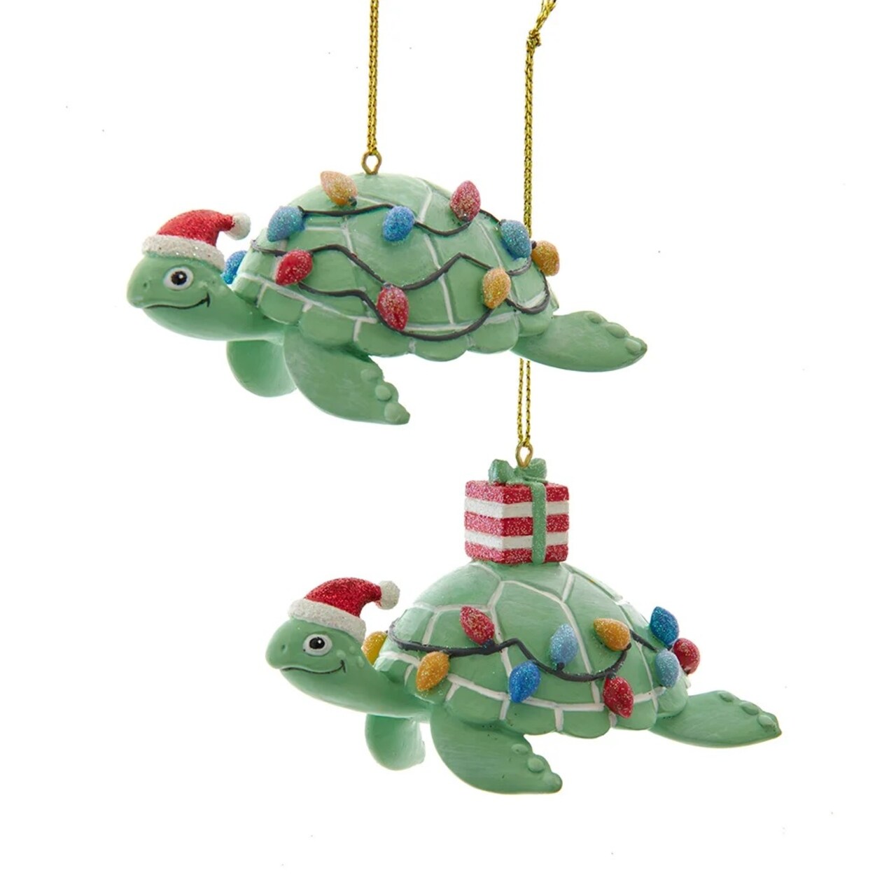 KSA Pack of 12 Whimsical Green Sea Turtle Christmas Ornaments 3.5"